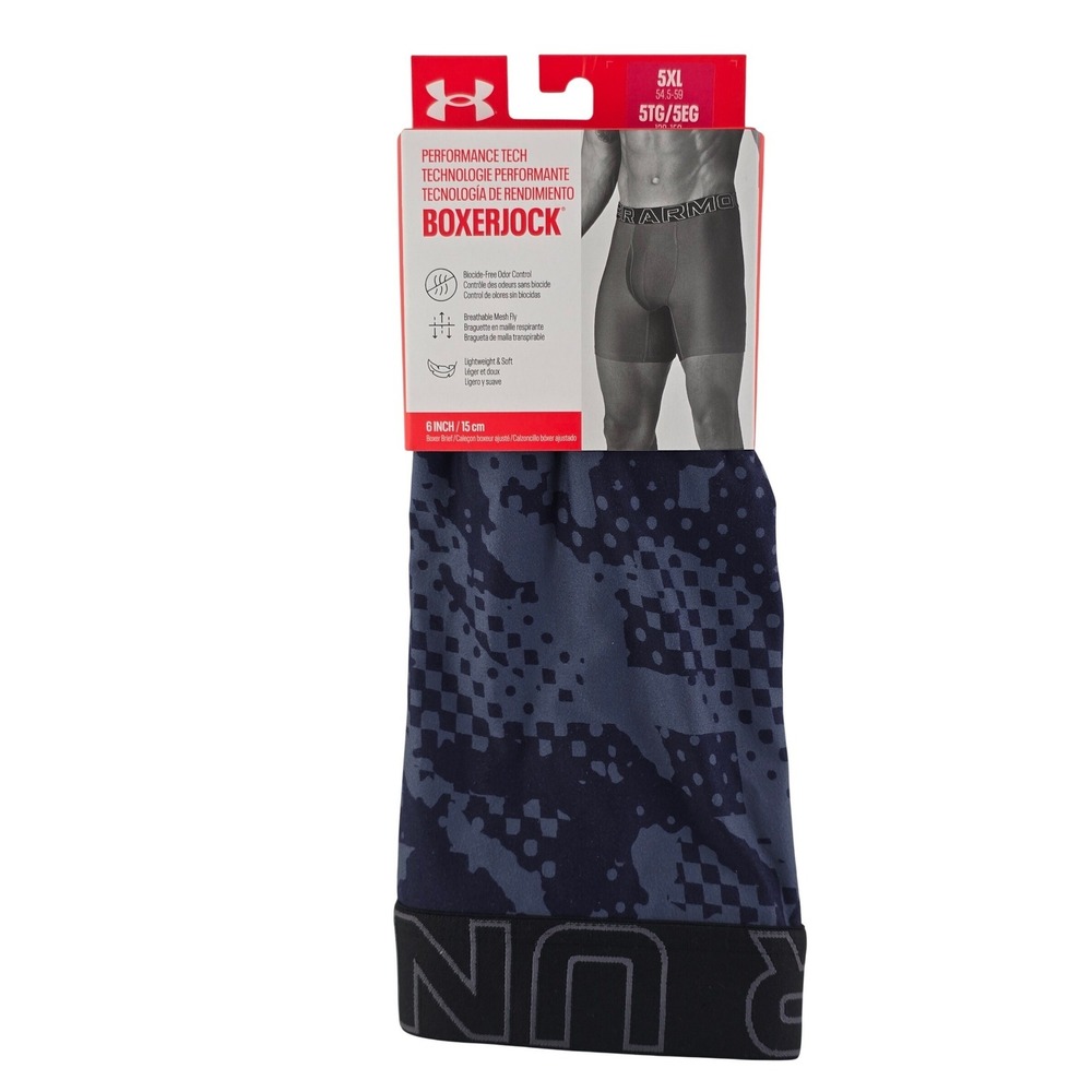 NWT Under Armour Men's Tech 6 Inch Boxerjock Boxer Briefs Navy 5XL